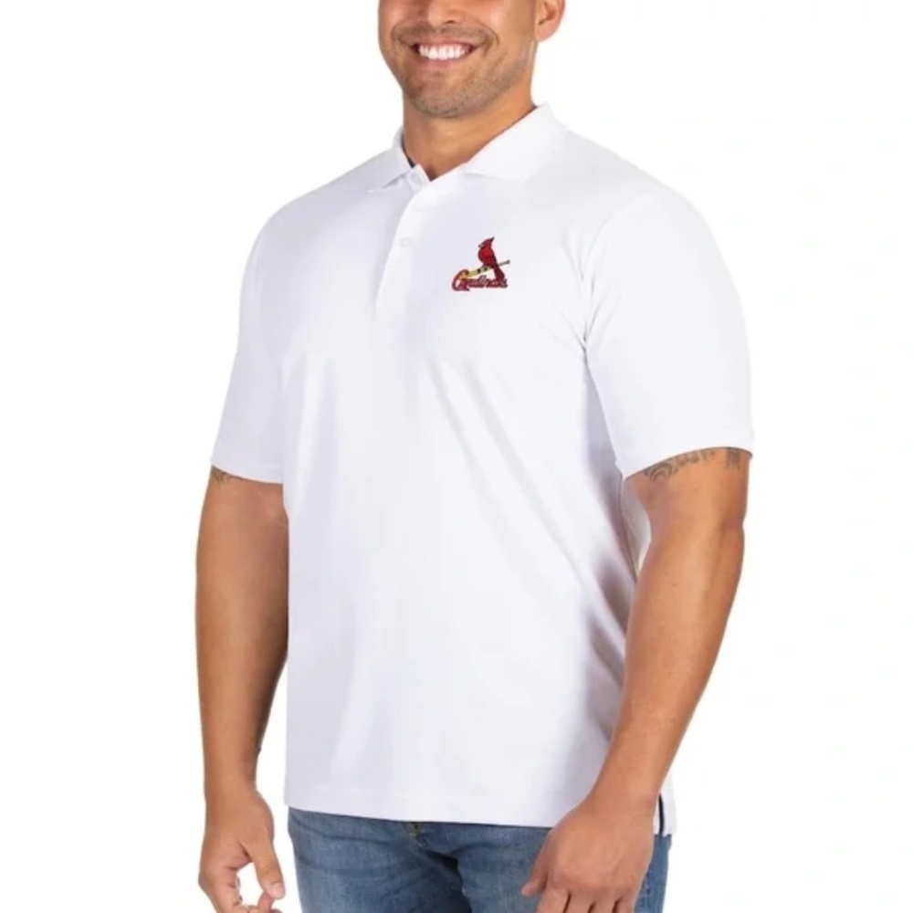 NWT Men's St. Louis Cardinals Antigua White Legacy Pique Polo
